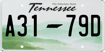 TN license plate A3179D