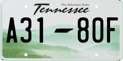TN license plate A3180F