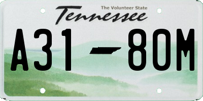 TN license plate A3180M