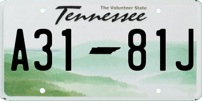 TN license plate A3181J