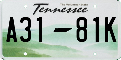 TN license plate A3181K