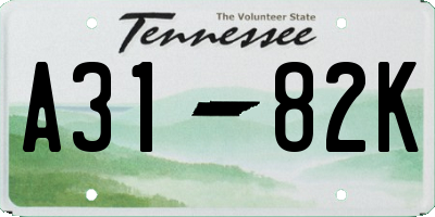 TN license plate A3182K