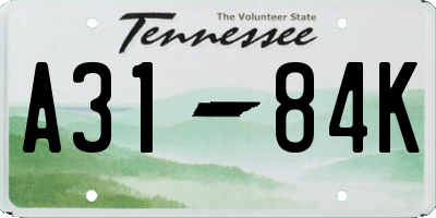 TN license plate A3184K