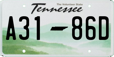 TN license plate A3186D