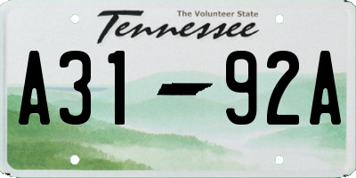 TN license plate A3192A