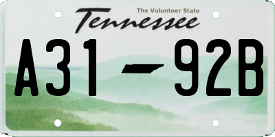 TN license plate A3192B