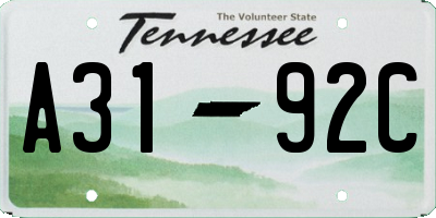 TN license plate A3192C