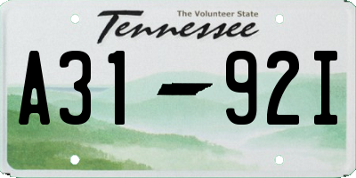 TN license plate A3192I