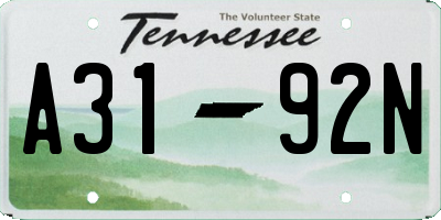 TN license plate A3192N