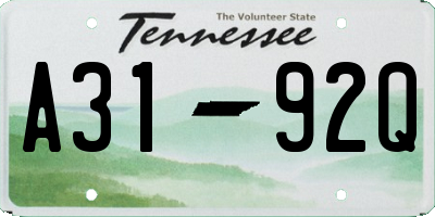 TN license plate A3192Q