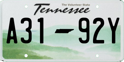 TN license plate A3192Y