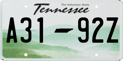 TN license plate A3192Z