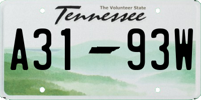 TN license plate A3193W