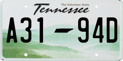 TN license plate A3194D