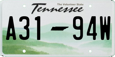 TN license plate A3194W