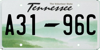 TN license plate A3196C