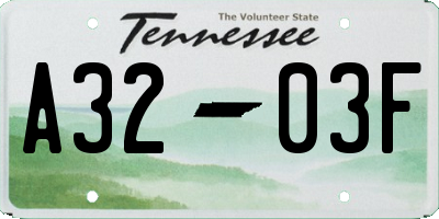 TN license plate A3203F