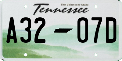 TN license plate A3207D
