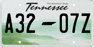 TN license plate A3207Z