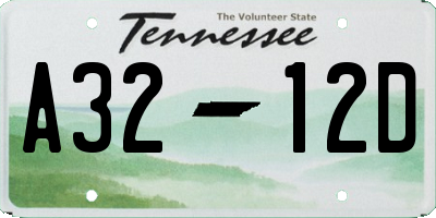 TN license plate A3212D
