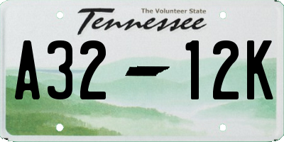 TN license plate A3212K