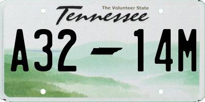 TN license plate A3214M