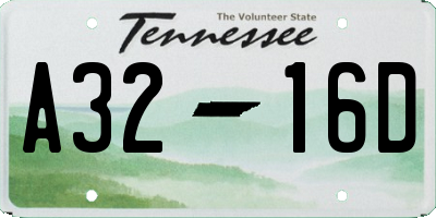 TN license plate A3216D