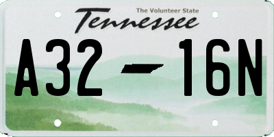 TN license plate A3216N