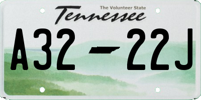 TN license plate A3222J