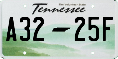 TN license plate A3225F