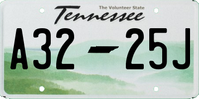 TN license plate A3225J