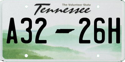 TN license plate A3226H