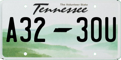 TN license plate A3230U