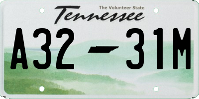TN license plate A3231M