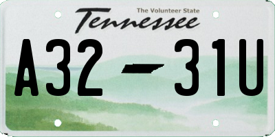 TN license plate A3231U