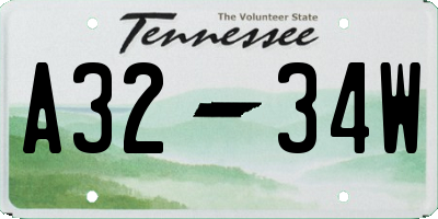 TN license plate A3234W