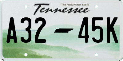 TN license plate A3245K