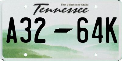TN license plate A3264K