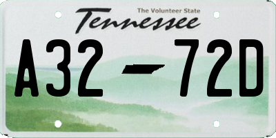TN license plate A3272D