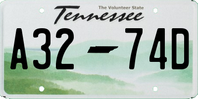 TN license plate A3274D