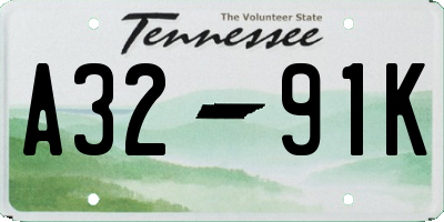 TN license plate A3291K