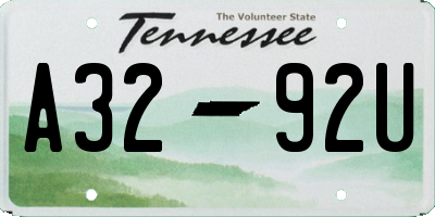 TN license plate A3292U