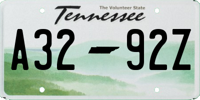 TN license plate A3292Z