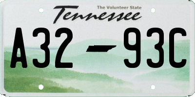 TN license plate A3293C