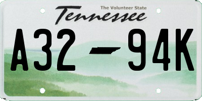 TN license plate A3294K