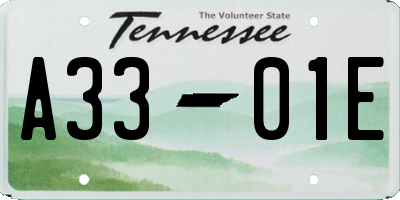 TN license plate A3301E