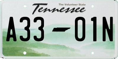 TN license plate A3301N