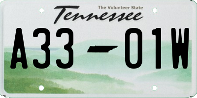 TN license plate A3301W