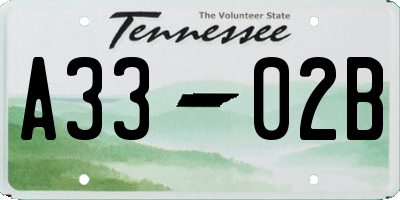 TN license plate A3302B