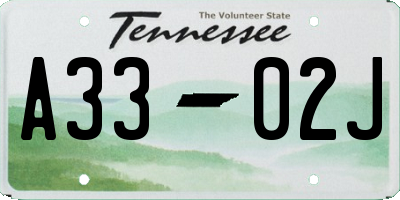 TN license plate A3302J